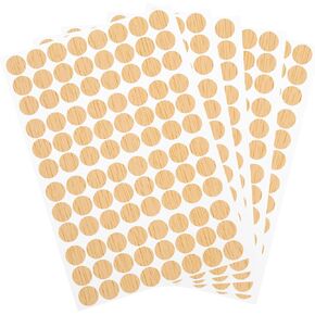 uxcell 5 Sheets/480Pcs Screw Hole Stickers, 15mm/0.59inch PVC Self-Adhesive Screw Cover Sticker Dustproof Round Screw Covers Caps for Wooden Furniture Cabinet Shelve, Khaki