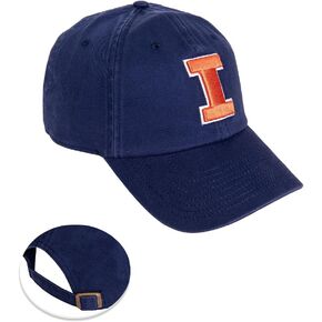 Desert Cactus University of Illinois Baseball Hat Fighting Illini U of I Brimmed Embroirderd Hats Cap Adjustable Cloth Strap Adult (Style A1) Blue