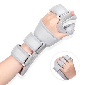 Fanwer Stroke Resting Hand Splint, Wrist Brace for Carpal Tunnel Support - Night Immobilizer Wrist Brace for Sleeping, 5 Straps Stabilizer - Helps Relieve Arthritis, Tendonitis, Carpal Tunnel Pain, Muscle Atrophy Rehabilitation