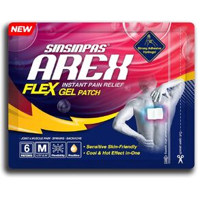 Arex Flex Gel Pain Relieving Patch, 2 Pack (12 Patches), Advanced Hydrogel Technology, Cool & Hot Dual Effect