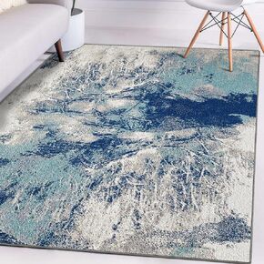 LUXE WEAVERS Abstract Color Splash Modern Blue 5x7 Area Rug