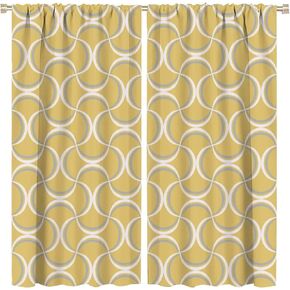 JESTRONRY Mid Century Blackout Curtains,Retro Square Design Modern Style Room Darkening Door Window Rod Pocket Curtain for Living Room Bedroom Kitchen Bathroom W42xL45in