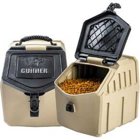 Gunner 50 lbs Dog Food Storage Container - Waterproof & Airtight Dog Food Bin - Multi-Purpose Pet Food Bin for Dry Food, Corn, Chicken Feed, Pet treats, Bird Seed, & More - Black