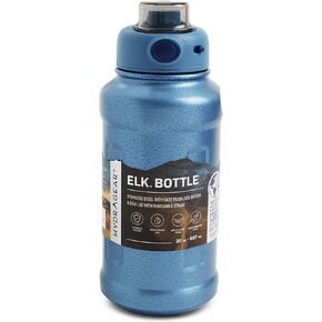 Elk Stainless Steel Bottle with Easy-Push Lock Button and Dual Lid with Removable Straw - 30 Oz - Rustic Ocean