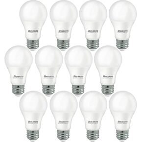 Bulbrite Pack of 12 Item 774235 A19 LED Bulb, 9W, 60W Equiv., Dimmable, 3000K, E26 Base, 120V Soft White Light, A-Type Bulb
