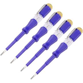 uxcell Voltage Tester AC 100-500V with 3mm Slotted Screwdriver with Clip for Circuit Test, Blue, Pack of 4