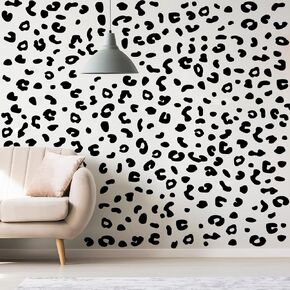 Outus 4 Sheets Leopard Print Wall Decal Black Leopard Spot Wall Stickers Vinyl Animal Print Pattern DIY Removable Peel and Stick Wallpaper for Kids Boys Nursery Car Door Home Decoration(Black)