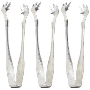 American Metalcraft 6 1/2" Hammered Stainless Steel Ice Tongs, Silver