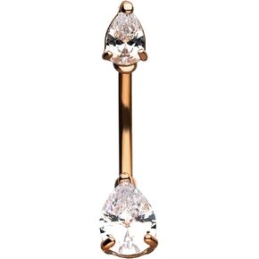 Pierced Owl - Double Gem Teardrop Prong-Set CZ Crystal Belly Button Ring