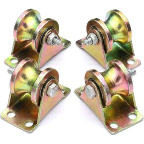 4 Pcs Color Zinc Plating 1.2" U-Groove Track Wheel, Sliding Door Roller, for Track Sliding Doors, Mechanical Carts and Mobile Workbench