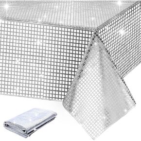 rtteri 54 × 105 بوصة ديسكو حزب الجدول القماش 70s ديسكو حزب الزينة لاس فيغاس حزب الزينة الفضة بريق ديسكو غطاء الطاولة ل70s ديسكو الرقص الهيب هوب حزب الزفاف المنزل الجدول الديكور in Kuwait