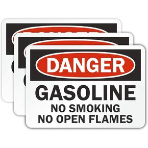 ملصق فينيل خطر البنزين ممنوع التدخين ولا لهب مفتوح - 7 × 10 بوصة - ملصق فينيل ذاتي اللصق ملصق تحذير البنزين لخزانات تخزين NFPA/OSHA للاستخدام الداخلي/الخارجي (3 عبوات) in Kuwait