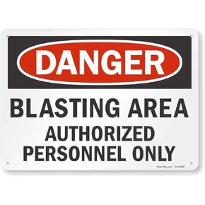 SmartSign "Danger - Blasting Area, Authorized Personnel Only" Sign | 10" x 14" Aluminum