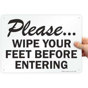 SmartSign "Please Wipe Your Feet Before Entering" Sign | 10" x 14" Plastic