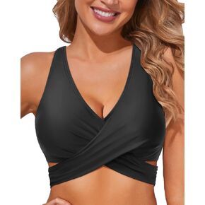 Aqua Eve Women Wrap Bikini Top - Push Up Bikini Top Only Large Bust Swimsuit Top Tie Back Bathing Suit Tops