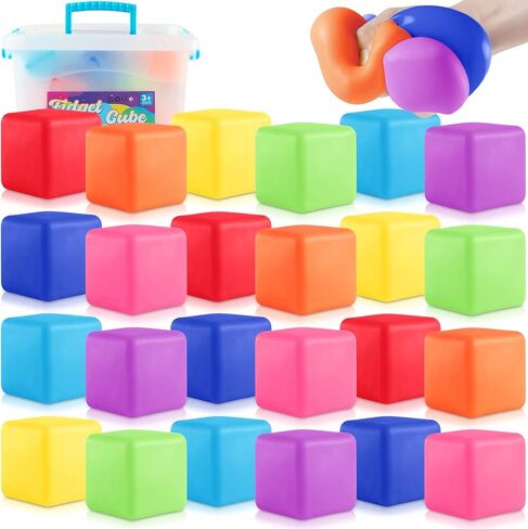 Slow Rising Stress Cube 30 Pack,Nice Cube Fidget Ice Cube Stress Balls, Dough Stress Balls Soft Fidget Squishy Toys for Anxiety Relief, Pull Stretch Squishy Toy, Classroom Prize Box Toys in Saudi Arabia