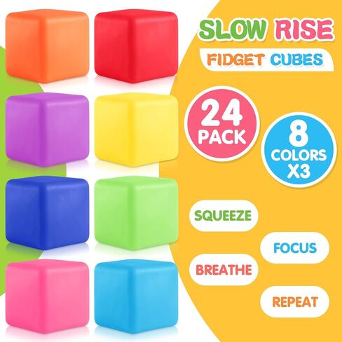 Slow Rising Stress Cube 30 Pack,Nice Cube Fidget Ice Cube Stress Balls, Dough Stress Balls Soft Fidget Squishy Toys for Anxiety Relief, Pull Stretch Squishy Toy, Classroom Prize Box Toys in Saudi Arabia