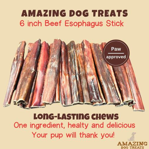 Amazing Dog Treats - Beef Esophagus Jerky for Dogs (6 Inch - 50 Pc/Pack) - Beef Gullet Dog Chews in Saudi Arabia