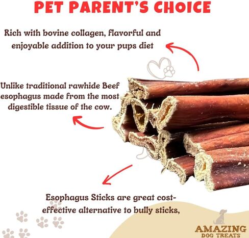 Amazing Dog Treats - Beef Esophagus Jerky for Dogs (6 Inch - 50 Pc/Pack) - Beef Gullet Dog Chews in Saudi Arabia
