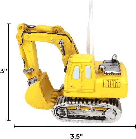 Yellow Excavator Ornament, Construction Truck Christmas Tree Accessory, 3.5 Inches in Saudi Arabia