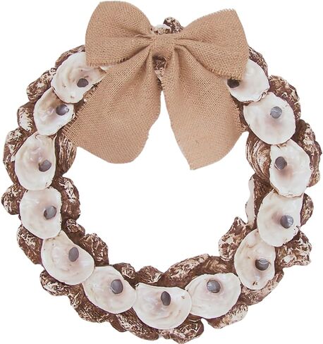 Nautical Resin Oyster Shell Wreath with Ribbon - 17 Inches in Saudi Arabia