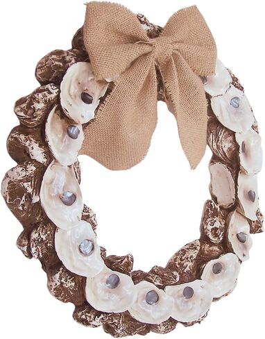 Nautical Resin Oyster Shell Wreath with Ribbon - 17 Inches in Saudi Arabia