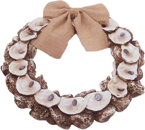Nautical Resin Oyster Shell Wreath with Ribbon - 17 Inches in Saudi Arabia