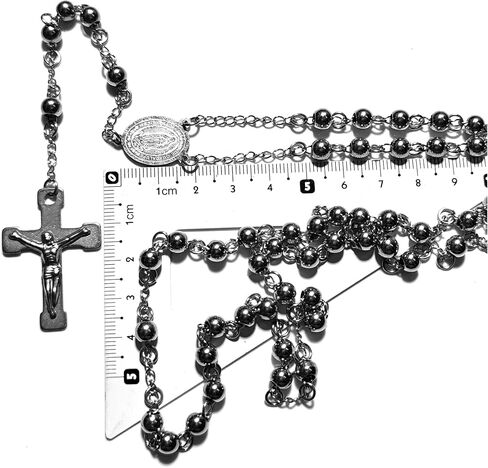 مسبحة مسبحة من الفولاذ المقاوم للصدأ 8 مم ثقيلة ومتينة GZ مسبحة صليب هدايا كاثوليكية in Kuwait