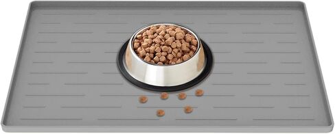 بساط طعام للكلاب، بساط سيليكون للكلاب للطعام والماء، بساط كبير لتغذية الكلاب مقاس 40.64 سم × 25.4 سم، بساط مقاوم للماء لوعاء القطط والكلاب مع حواف لمنع انسكابات الطعام والماء، سجادات طعام الحيوانات الأليفة غير القابلة للانزلاق للأرضيات، رمادي داكن in Kuwait