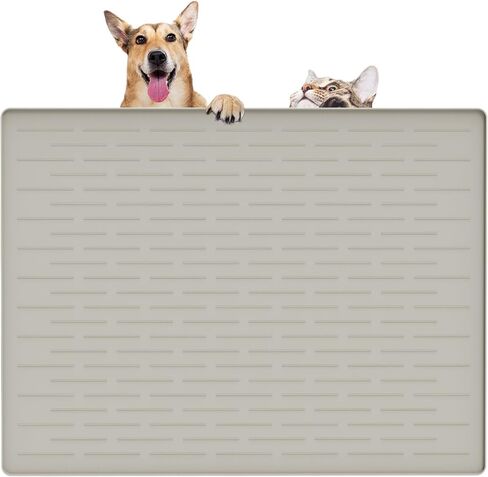 بساط طعام للكلاب، بساط سيليكون للكلاب للطعام والماء، بساط كبير لتغذية الكلاب مقاس 40.64 سم × 25.4 سم، بساط مقاوم للماء لوعاء القطط والكلاب مع حواف لمنع انسكابات الطعام والماء، سجادات طعام الحيوانات الأليفة غير القابلة للانزلاق للأرضيات، رمادي داكن in Kuwait