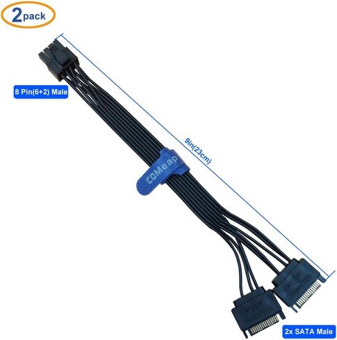 محول طاقة COMeap SATA إلى 8 Pin GPU، SATA إلى 8 Pin (6+2) كابل إمداد الطاقة لبطاقة الرسومات PCIe 9 بوصة (عبوة من 2) in Saudi Arabia