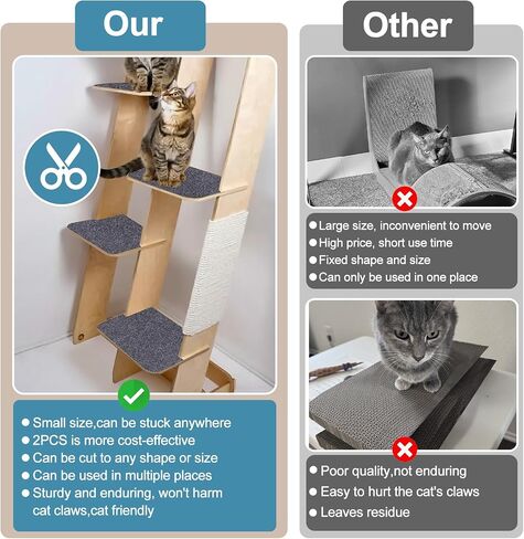 DIY Climbing Cat Scratcher Mat,3 Pack Trimmable Self Adhesive Cat Scratching Pads,23.6"X11.7"Cat Scratching Protector Board for Couch Furniture Wall Corner Cat Tree Post Carpet Shelf Shelves in Saudi Arabia