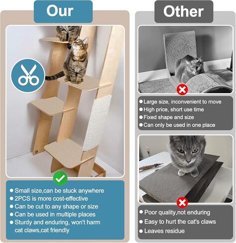 DIY Climbing Cat Scratcher Mat,3 Pack Trimmable Self Adhesive Cat Scratching Pads,23.6"X11.7"Cat Scratching Protector Board for Couch Furniture Wall Corner Cat Tree Post Carpet Shelf Shelves in Saudi Arabia