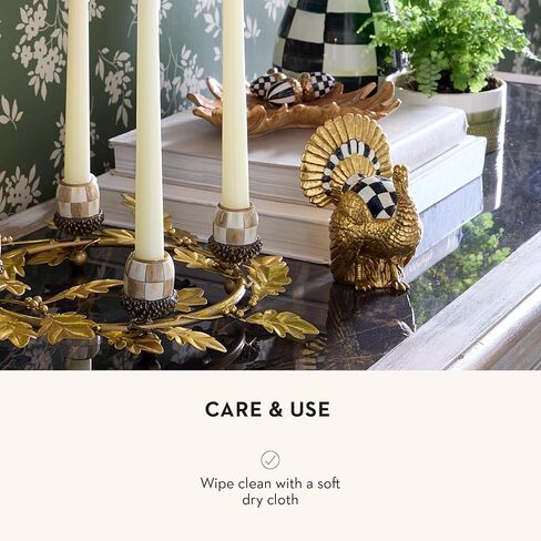 MACKENZIE-CHILDS Courtly Check Mini Gold Turkey Figurine, Resin Fall Home Decor in Saudi Arabia