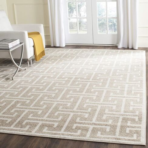 SAFAVIEH Amherst Collection Area Rug - 8' x 10', Wheat & Beige, Geometric Design, Non-Shedding & Easy Care, Ideal for High Traffic Areas in Living Room, Bedroom (AMT404S) in Saudi Arabia