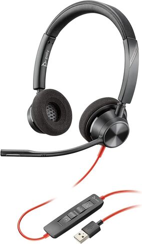 Poly Blackwire 3320 Wired Headset (Plantronics)– Flexible Microphone Boom – Hi-fi Stereo - Connect to PC/Mac via USB-C or USB-A - Certified for Microsoft Teams - Amazon Exclusive in Kuwait