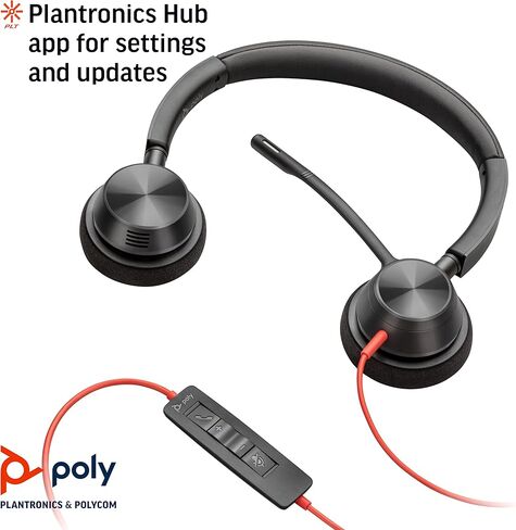 Poly Blackwire 3320 Wired Headset (Plantronics)– Flexible Microphone Boom – Hi-fi Stereo - Connect to PC/Mac via USB-C or USB-A - Certified for Microsoft Teams - Amazon Exclusive in Kuwait
