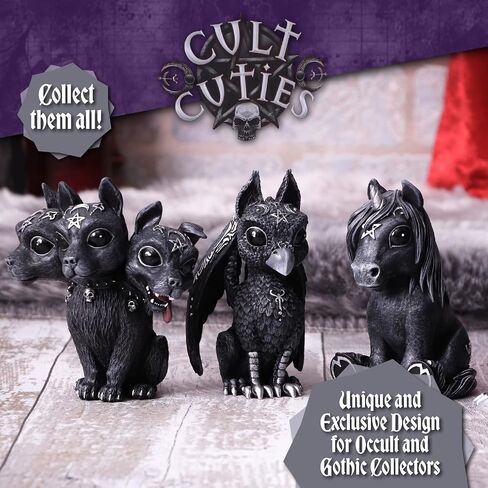Nemesis Now Cult Cuties Lucifly 10.7cm, Resin, Black, Cult Cuties Dragon Figurine, Scarily Adorable Horned Dragon Figurine, Silver Detailing, Cast in The Finest Resin, Lovingly Hand-Painted in Saudi Arabia