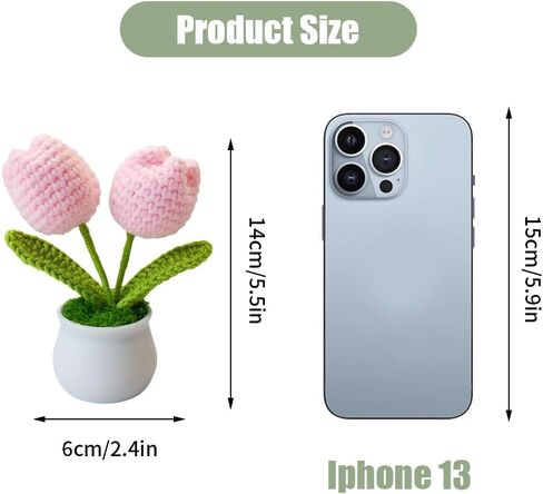 Handmade Mini Pink Tulip Knitted Flower - Artificial Tulip for Home & Car Decor, Ideal for DIY Crafts, Wedding Decorations, and Gifts in Saudi Arabia