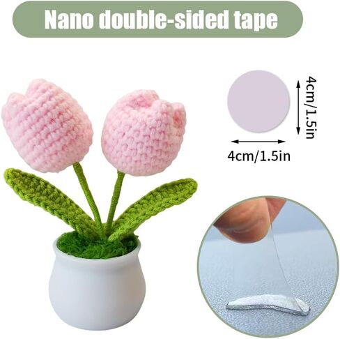 Handmade Mini Pink Tulip Knitted Flower - Artificial Tulip for Home & Car Decor, Ideal for DIY Crafts, Wedding Decorations, and Gifts in Saudi Arabia