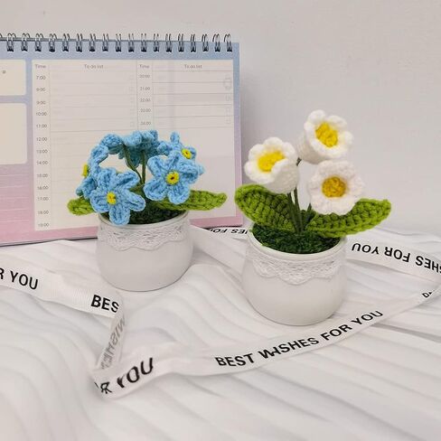 Handmade Mini Pink Tulip Knitted Flower - Artificial Tulip for Home & Car Decor, Ideal for DIY Crafts, Wedding Decorations, and Gifts in Saudi Arabia