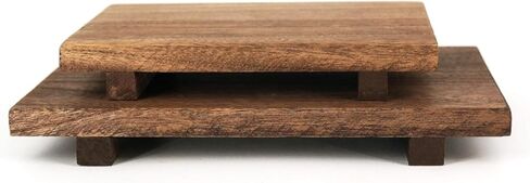 Wood Pedestal Stand & Risers - 9" Wooden Display Stand for Sink Caddy, Soap Tray, & Dish Soap Holder - Bathroom & Kitchen Counter Decor - Antique Walnut Farmhouse Style Tray (9 * 6) in Saudi Arabia