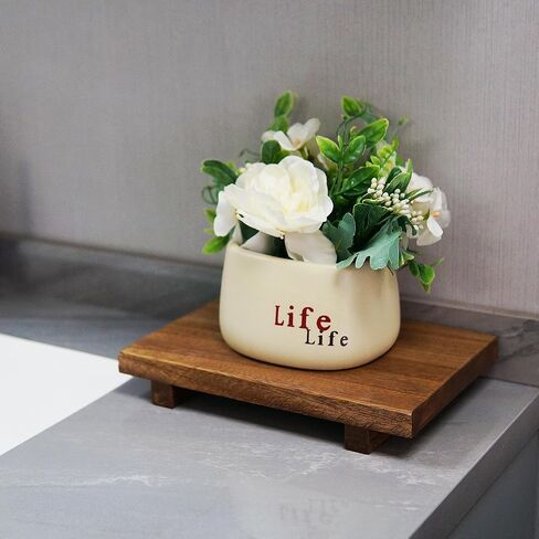 Wood Pedestal Stand & Risers - 9" Wooden Display Stand for Sink Caddy, Soap Tray, & Dish Soap Holder - Bathroom & Kitchen Counter Decor - Antique Walnut Farmhouse Style Tray (9 * 6) in Saudi Arabia