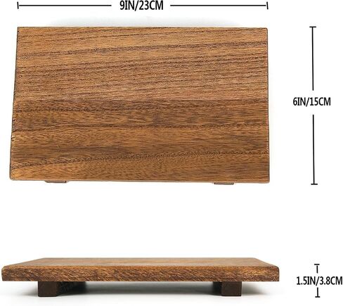 Wood Pedestal Stand & Risers - 9" Wooden Display Stand for Sink Caddy, Soap Tray, & Dish Soap Holder - Bathroom & Kitchen Counter Decor - Antique Walnut Farmhouse Style Tray (9 * 6) in Saudi Arabia