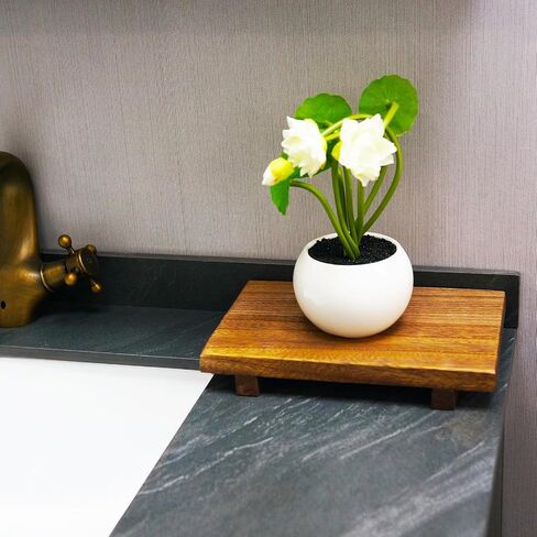 Wood Pedestal Stand & Risers - 9" Wooden Display Stand for Sink Caddy, Soap Tray, & Dish Soap Holder - Bathroom & Kitchen Counter Decor - Antique Walnut Farmhouse Style Tray (9 * 6) in Saudi Arabia