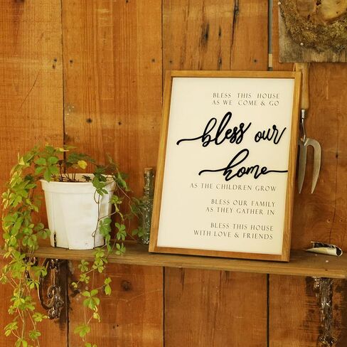 Farmhouse Decor Bless Our Home Wooden Sign Wall Art for Rustic Home Kitchen Bedroom Bathroom Living Room Wall Decor in Kuwait