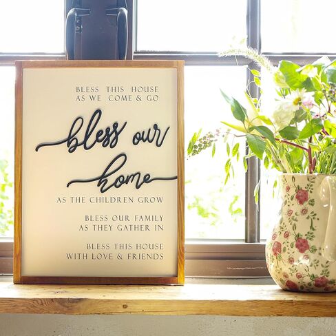 Farmhouse Decor Bless Our Home Wooden Sign Wall Art for Rustic Home Kitchen Bedroom Bathroom Living Room Wall Decor in Kuwait