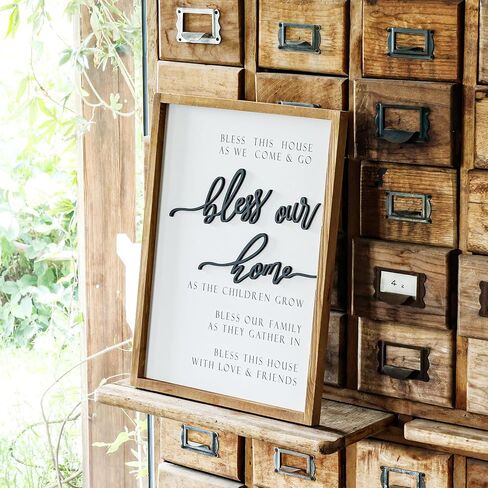 Farmhouse Decor Bless Our Home Wooden Sign Wall Art for Rustic Home Kitchen Bedroom Bathroom Living Room Wall Decor in Kuwait