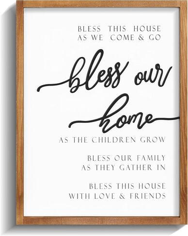 Farmhouse Decor Bless Our Home Wooden Sign Wall Art for Rustic Home Kitchen Bedroom Bathroom Living Room Wall Decor in Kuwait
