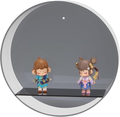 حافظة عرض تماثيل مستديرة من الأكريليك مثبتة على الحائط، منظم أرفف خزانة عرض من الزجاج الرمادي الشفاف للمقتنيات، صندوق عرض تخزين لأشكال البوب ​​الصغيرة المزخرفة، والأحجار الكريمة، والنباتات in Kuwait